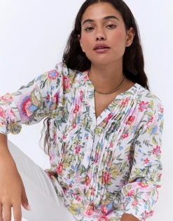 Blouse manches 3/4 imprimé à fleurs KAKI Femme