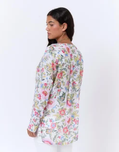 Blouse manches 3/4 imprimé à fleurs KAKI Femme