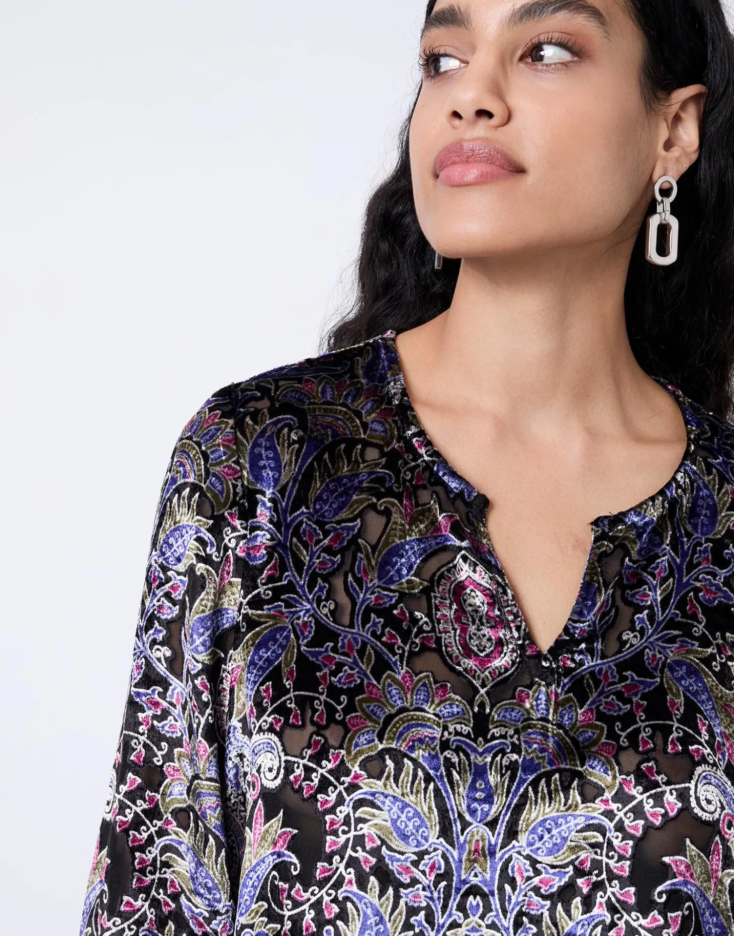 Blouse manches 3/4 imprimée NOIR Femme