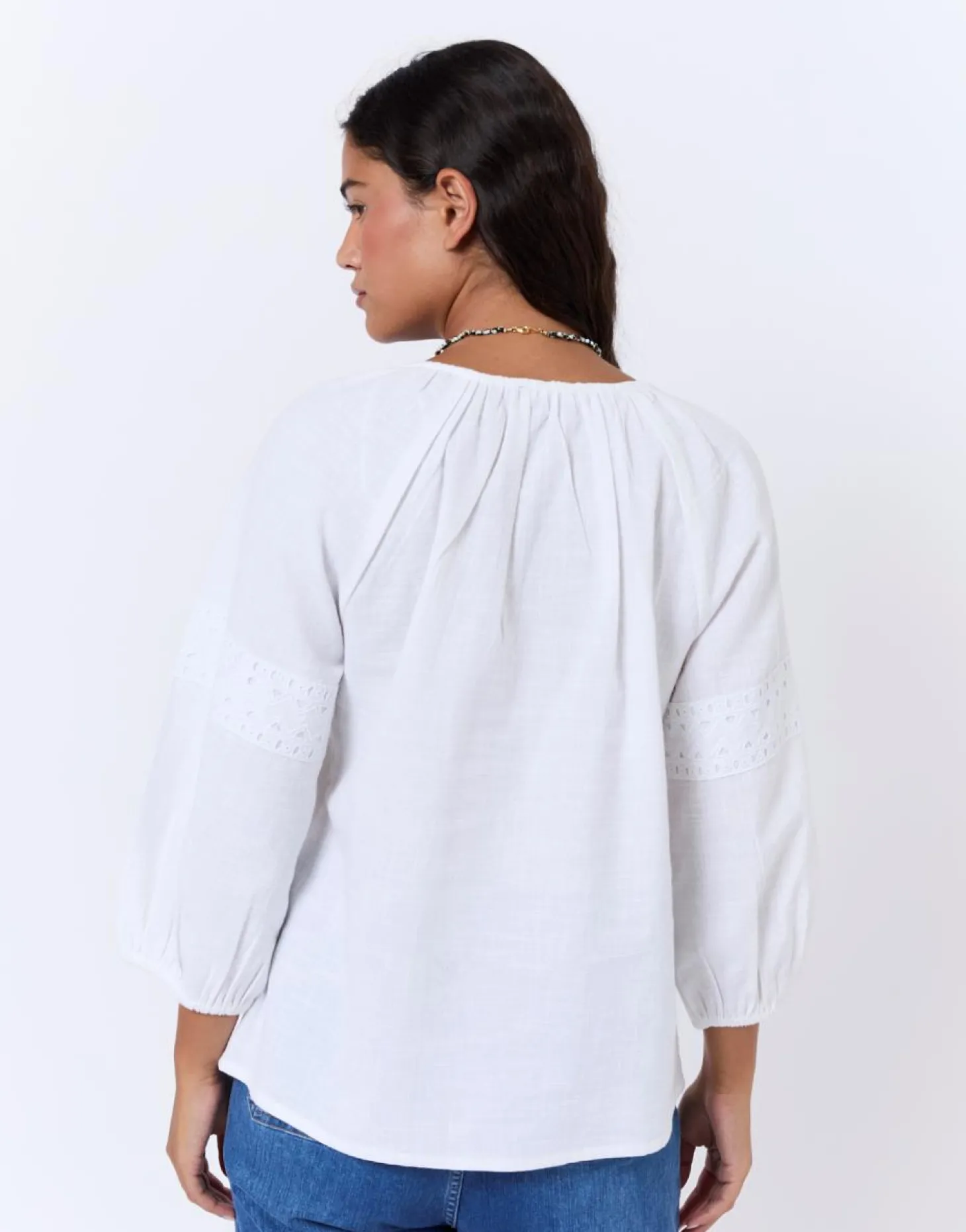 Blouse manches 3/4 unie BLANC Femme