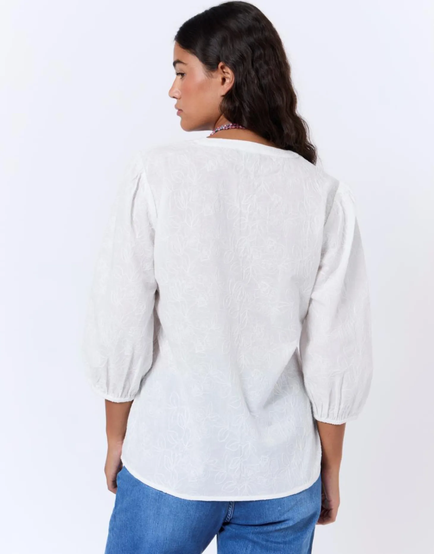 Blouse manches 3/4 unie BLANC Femme