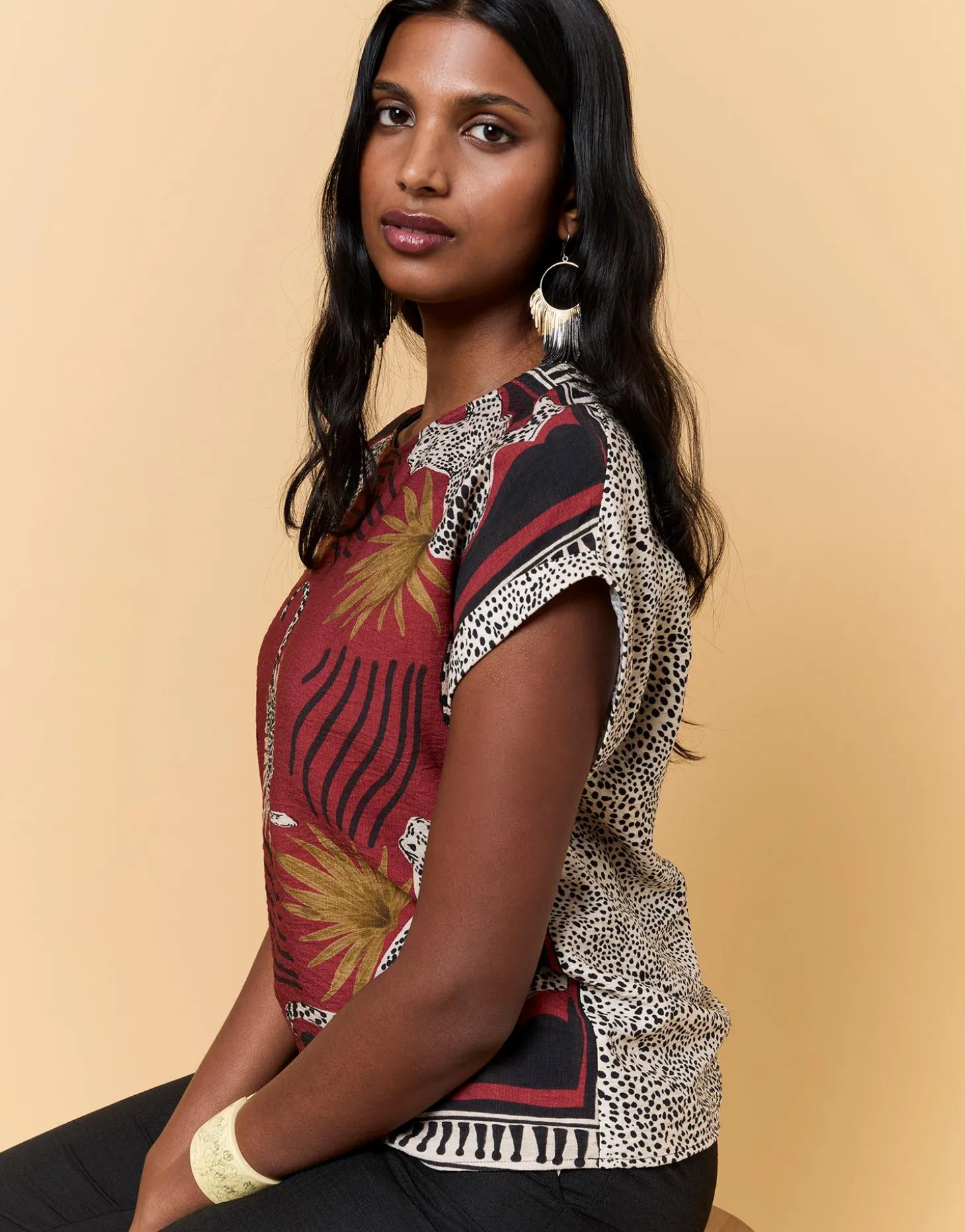 Blouse manches courtes imprimé léopard TOMETTE Femme