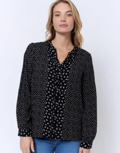 Blouse manches longues imprimée NOIR Femme