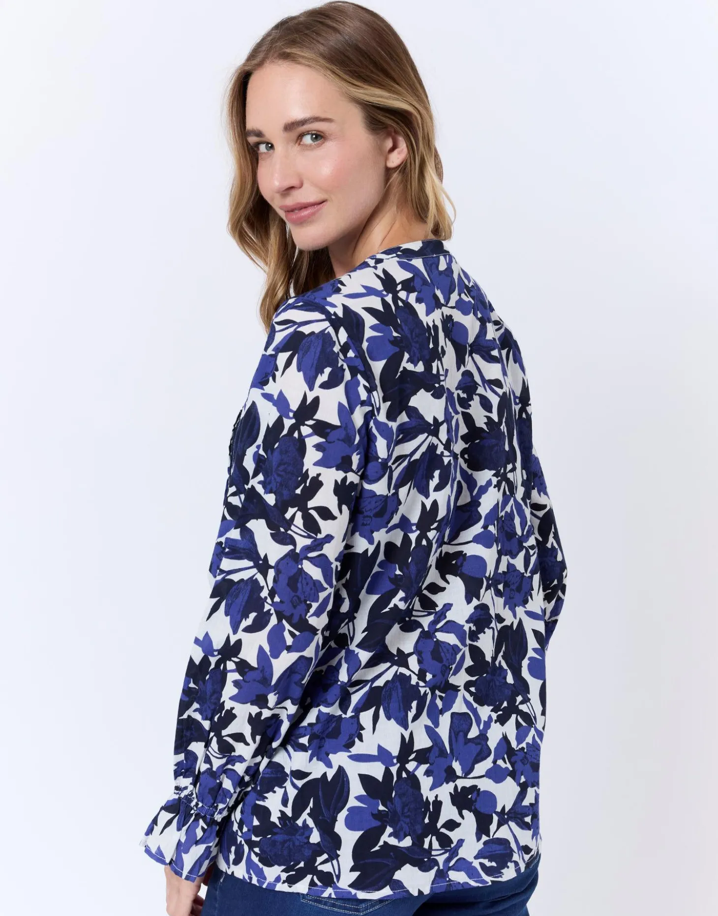 Blouse manches longues imprimé à fleurs MARINE Femme