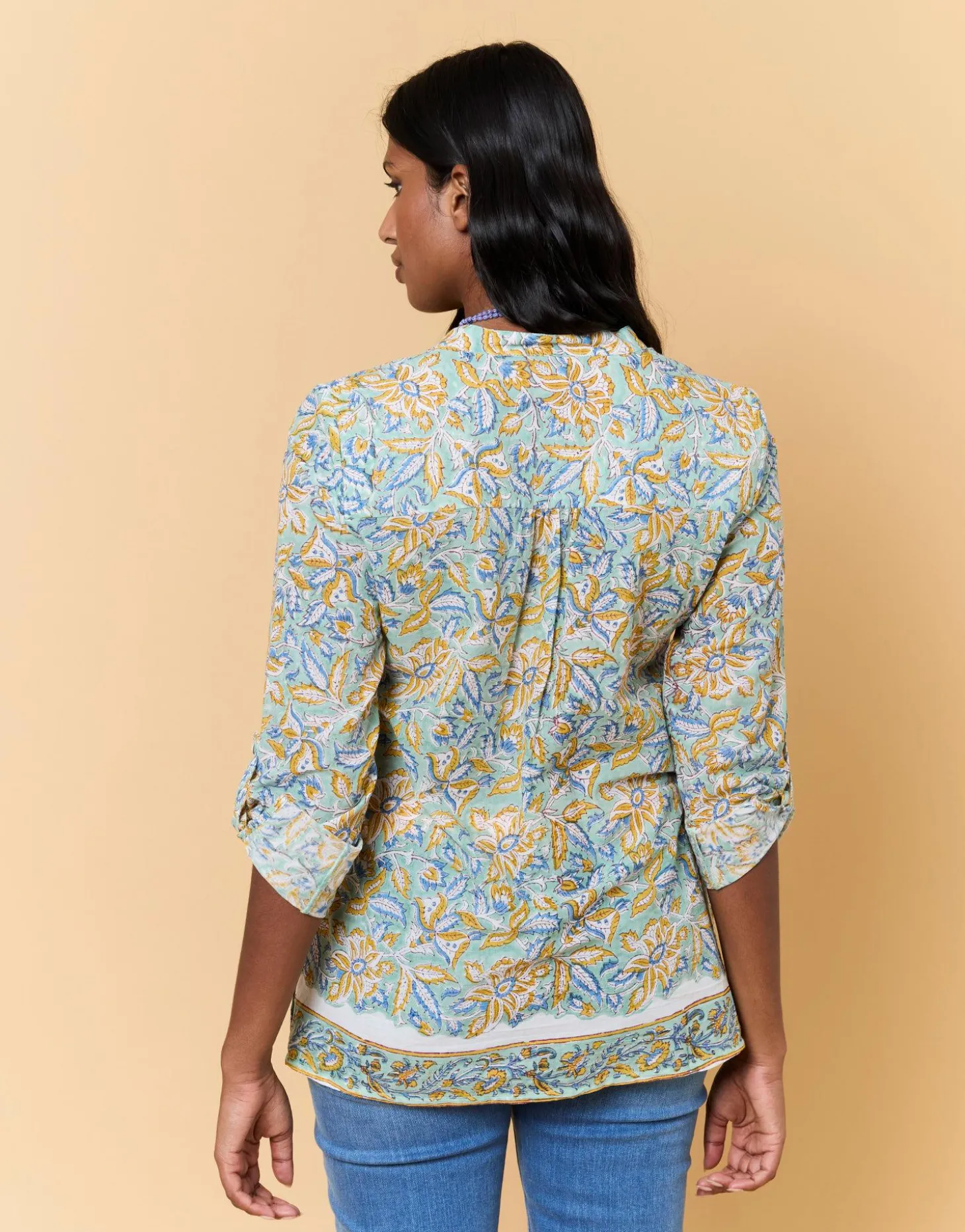 Blouse manches longues imprimé à fleurs VERT PALE Femme