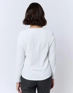 Blouse manches longues unie BLANC Femme