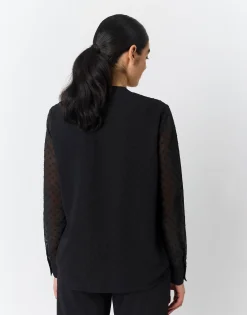Blouse manches longues unie NOIR Femme