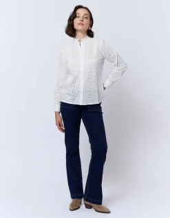 Blouse manches longues unie BLANC Femme