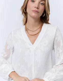Blouse manches longues unie ECRU Femme