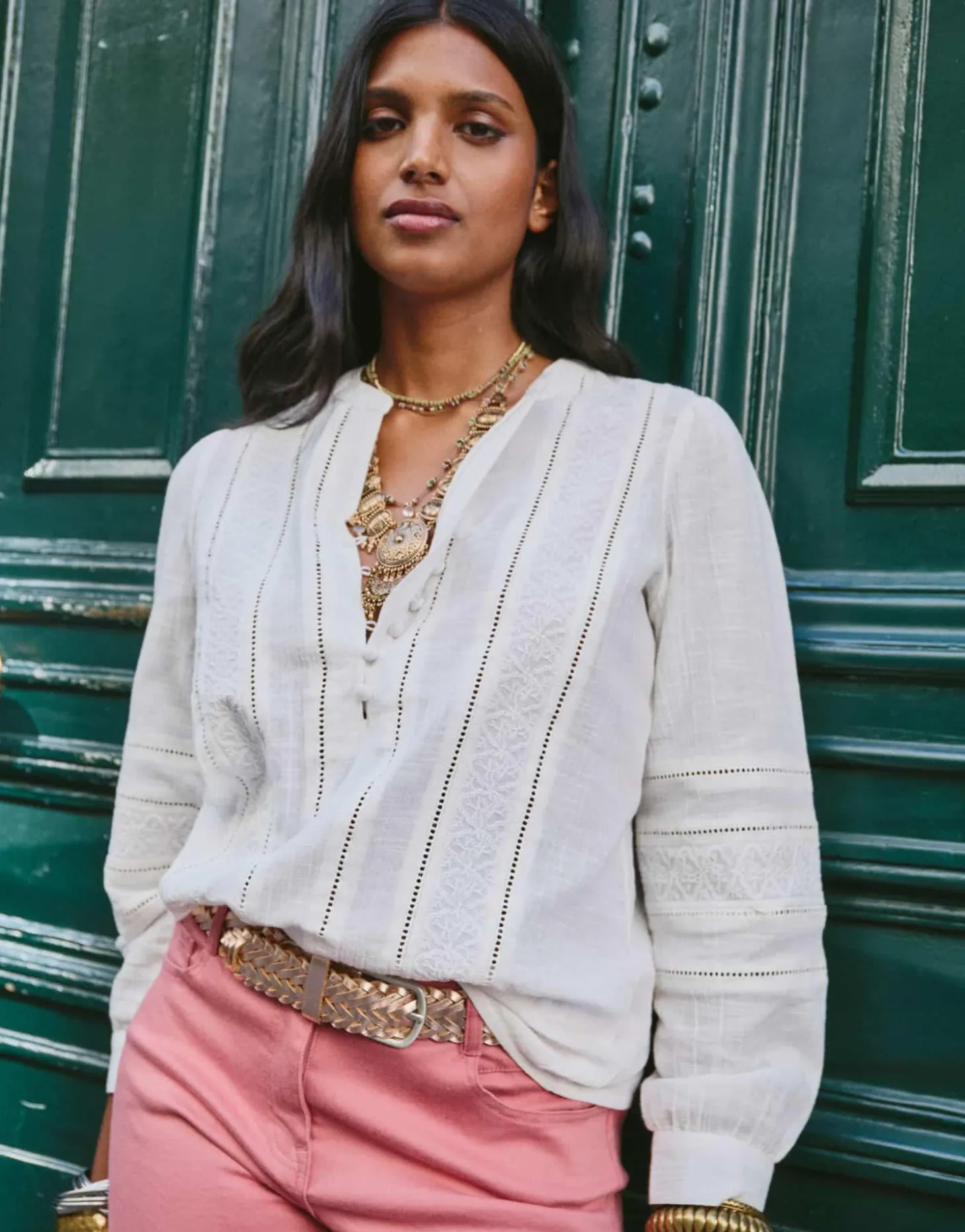 Blouse manches longues unie ECRU Femme