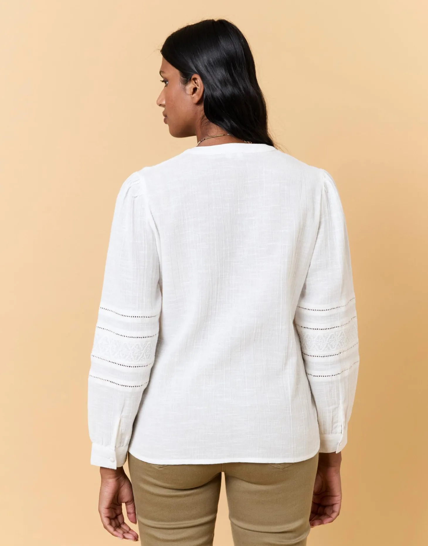 Blouse manches longues unie ECRU Femme