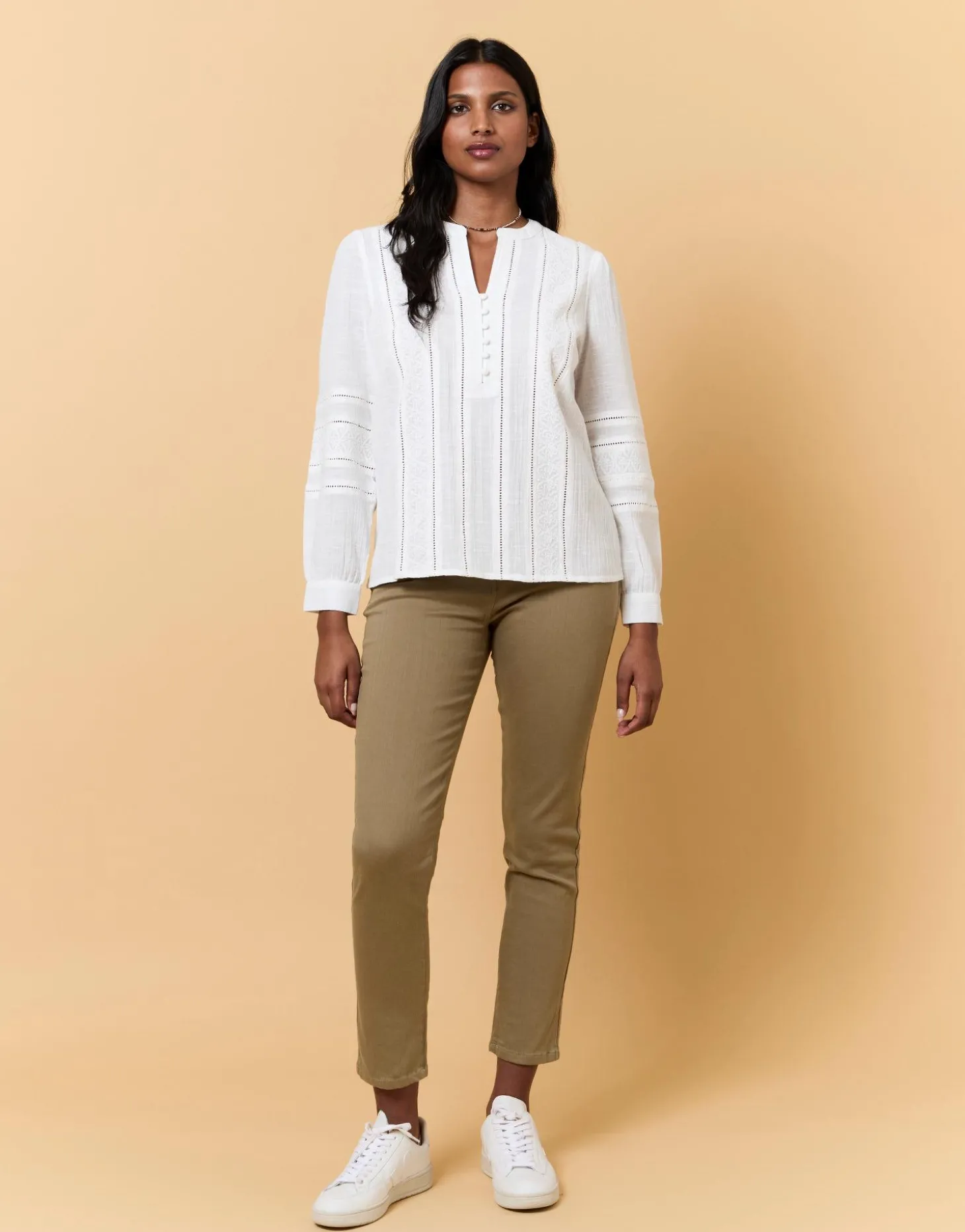 Blouse manches longues unie ECRU Femme