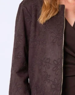 Blouson court jacquard MARRON Femme