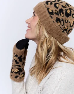Bonnet imprimé léopard MARRON Femme