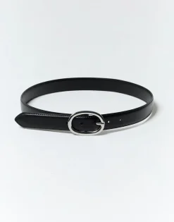 Ceinture fine 3 cm unie NOIR Femme