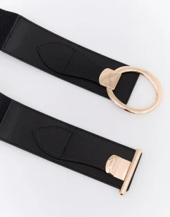 Ceinture large + de 5 cm unie NOIR Femme