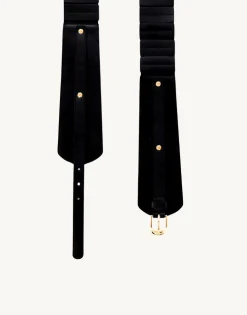 Ceinture large + de 5 cm unie NOIR Femme
