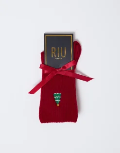 Chaussettes unies ROUGE Femme
