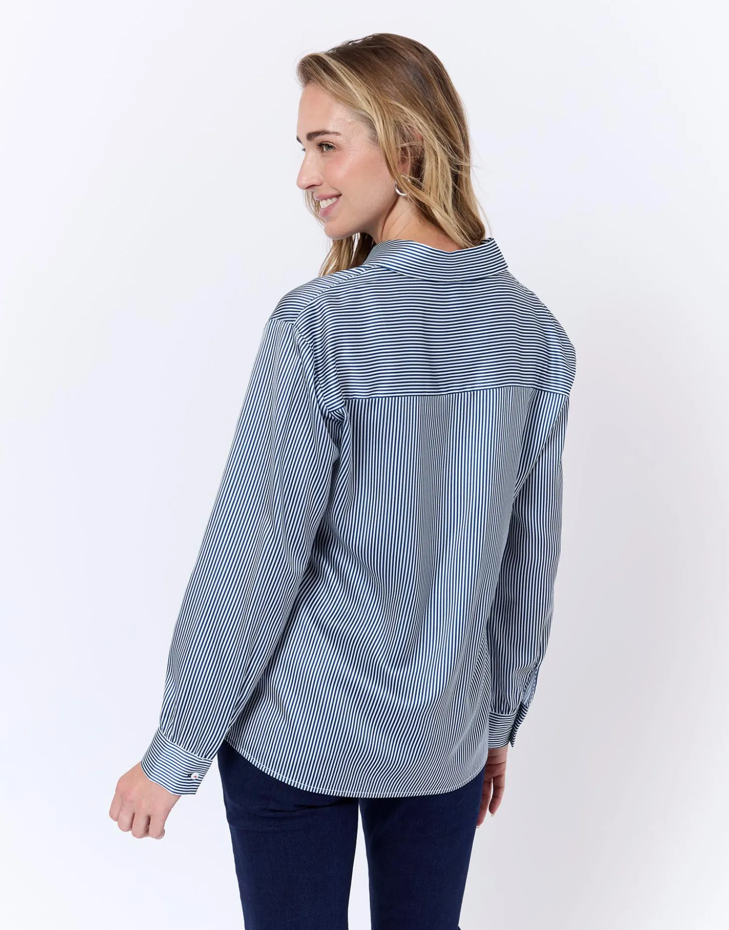 Chemisier manches longues rayé MARINE Femme