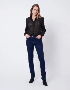 Chemisier manches longues uni NOIR Femme