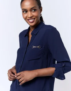 Chemisier manches longues uni MARINE Femme