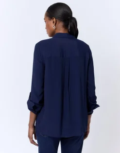 Chemisier manches longues uni MARINE Femme