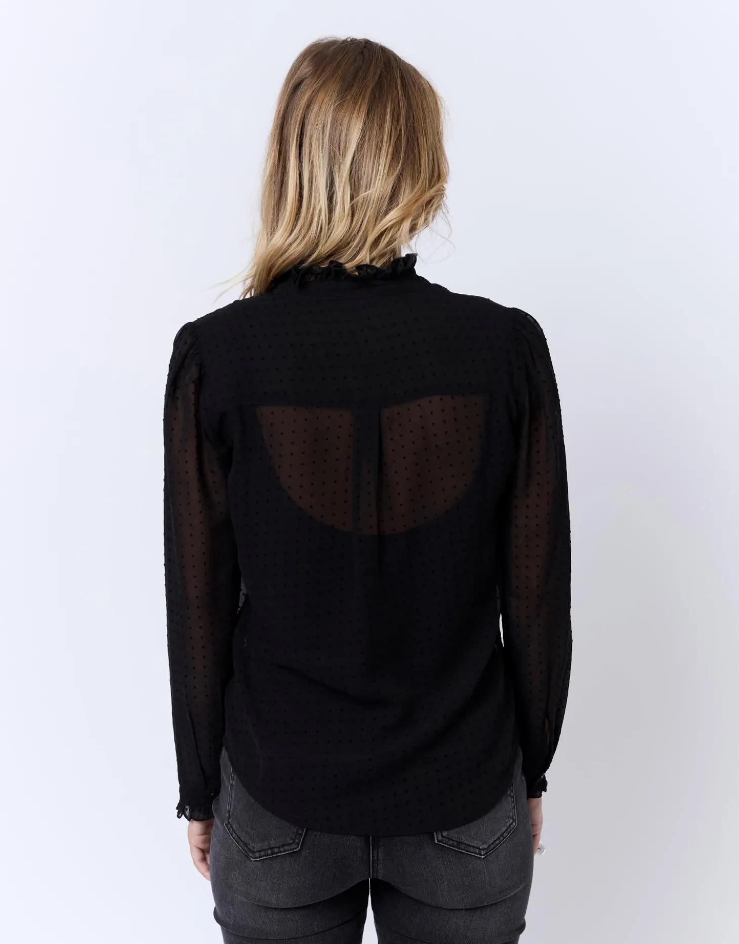 Chemisier manches longues uni NOIR Femme