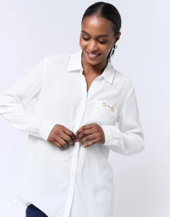 Chemisier manches longues uni BLANC Femme