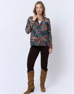 Chemisier manches longues imprimé MARINE Femme
