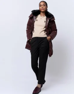 Doudoune mi-longue unie BORDEAUX Femme