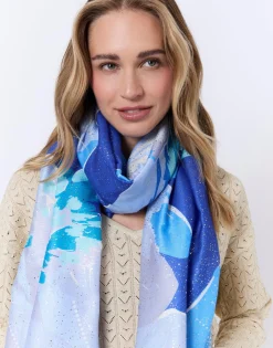 Foulard imprimé à fleurs BLEU Femme
