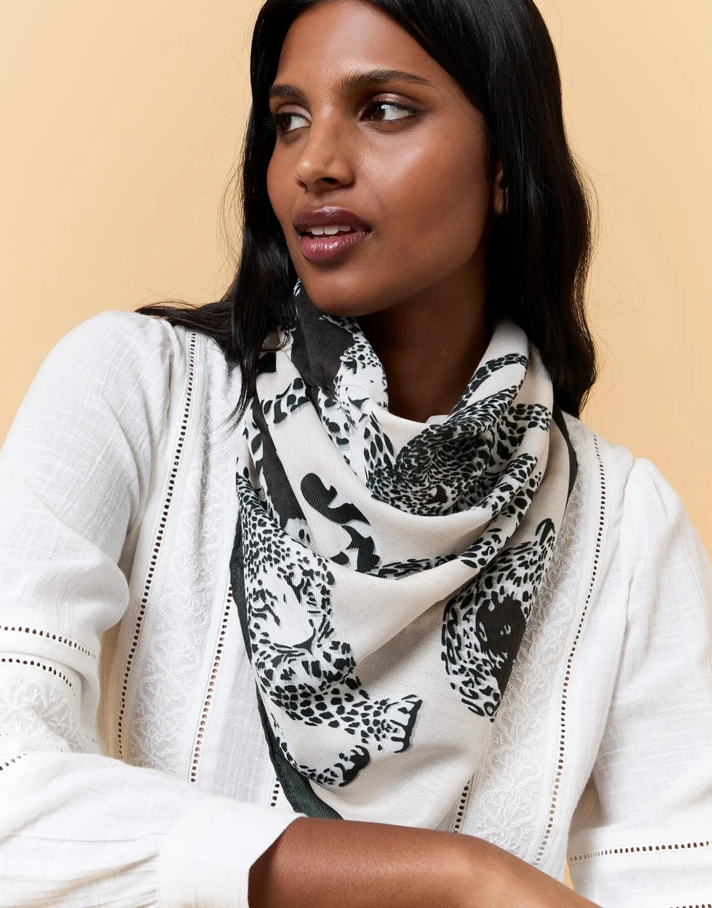 Foulard imprimé léopard NOIR Femme