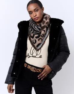 Foulard imprimé zèbre MARRON Femme