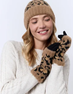 Gants imprimé léopard MARRON Femme