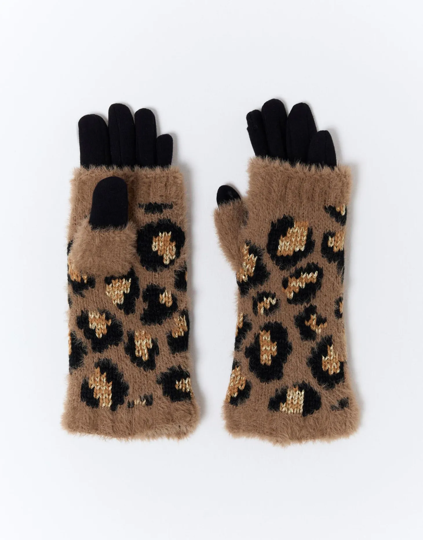 Gants imprimé léopard MARRON Femme