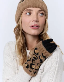 Gants imprimé léopard MARRON Femme