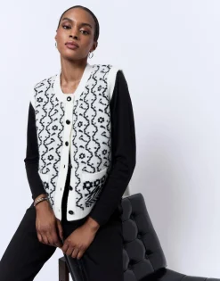 Gilet bicolore ECRU Femme