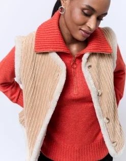 Gilet court uni BEIGE Femme