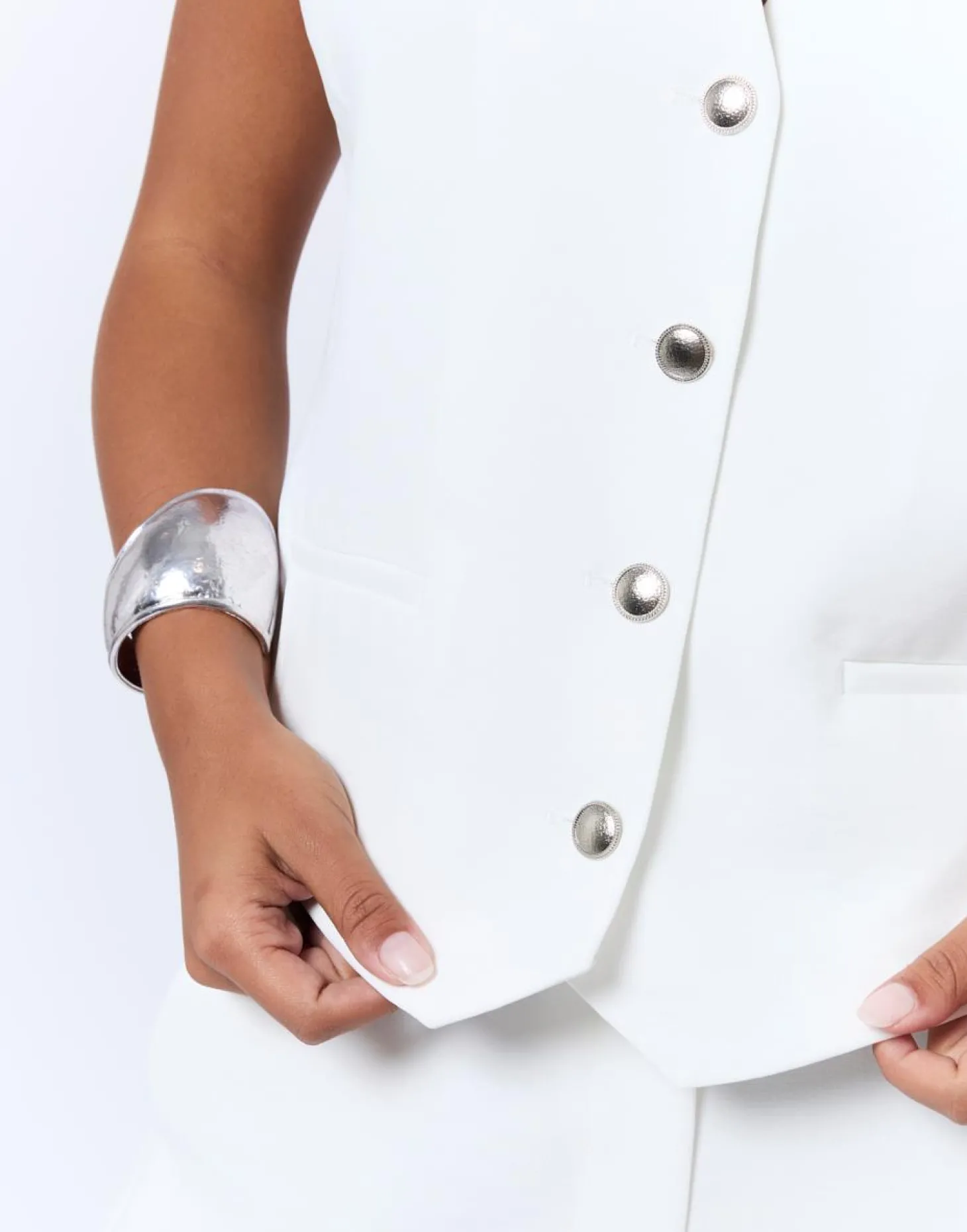 Gilet court uni BLANC Femme