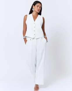 Gilet court uni BLANC Femme