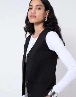 Gilet court uni NOIR Femme