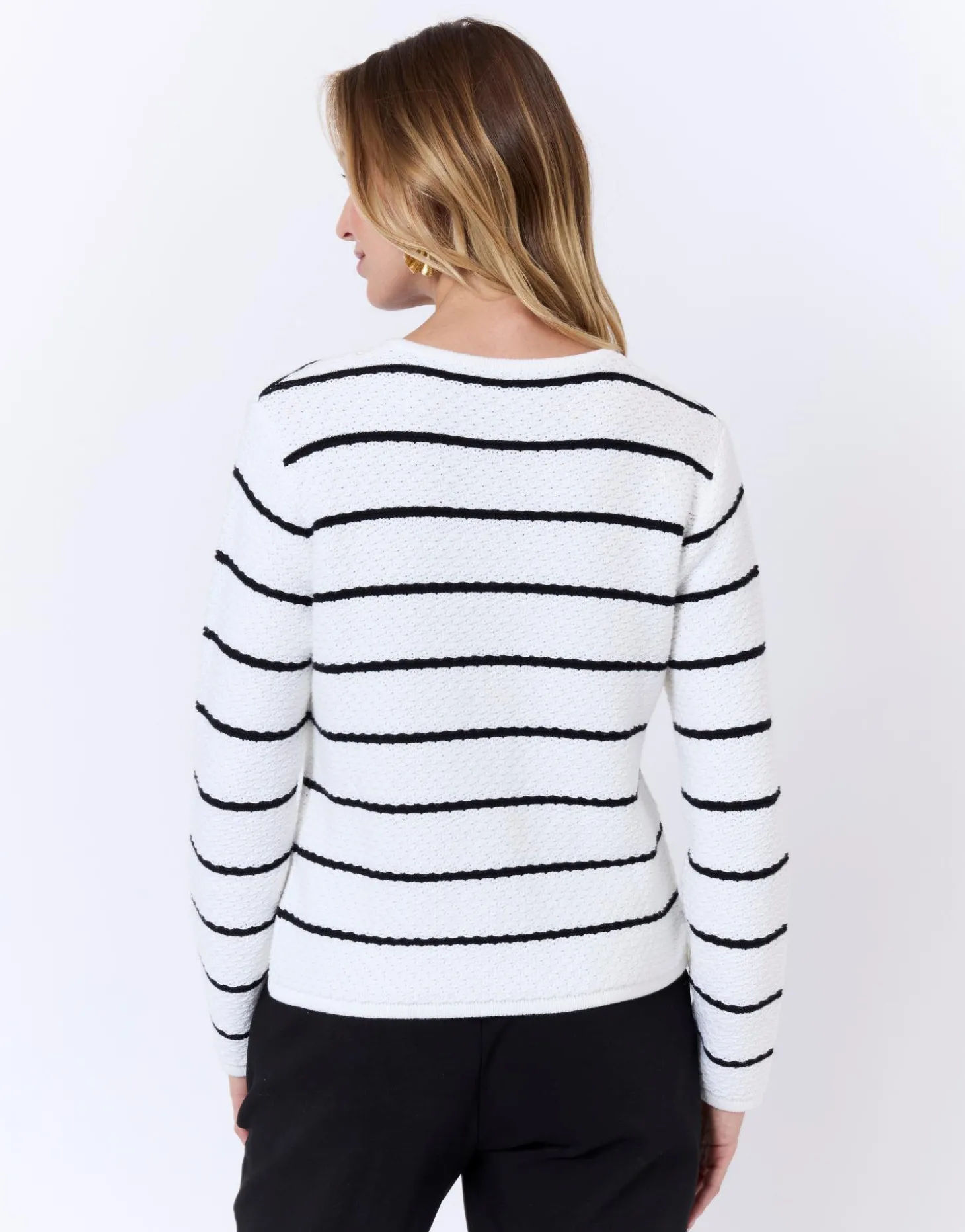 Gilet en mélange coton rayé BLANC Femme