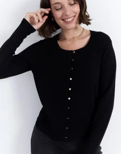 Gilet long uni NOIR Femme