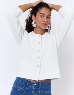 Gilet manches 3/4 uni BLANC Femme