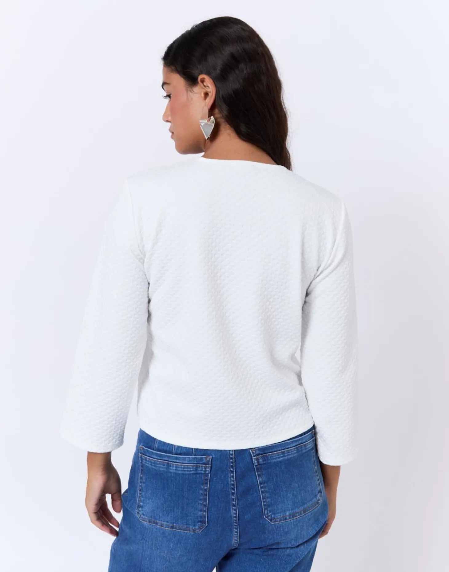 Gilet manches 3/4 uni BLANC Femme