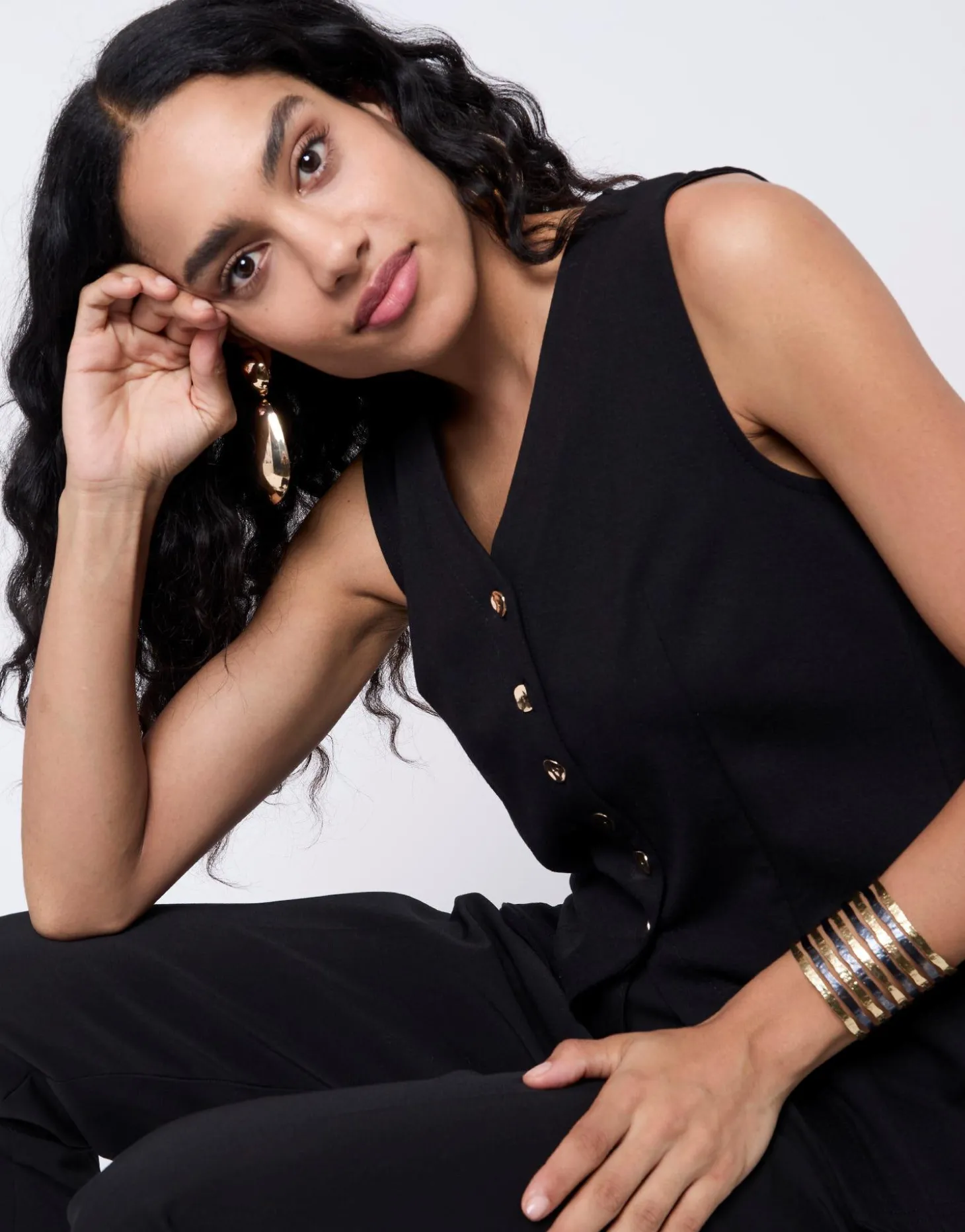 Gilet sans manches uni NOIR Femme