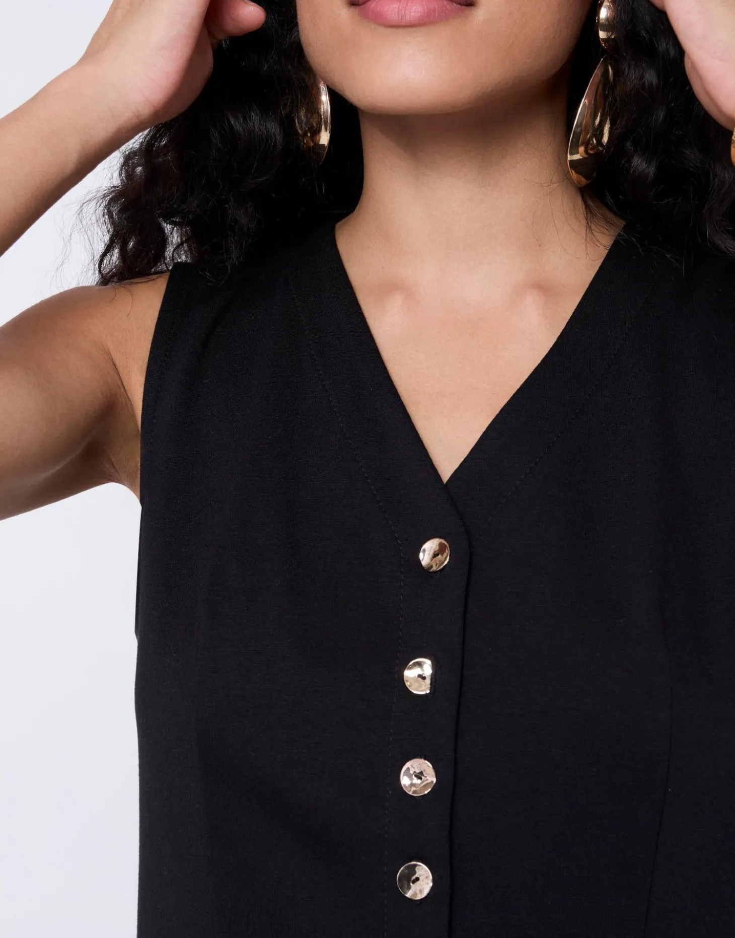 Gilet sans manches uni NOIR Femme