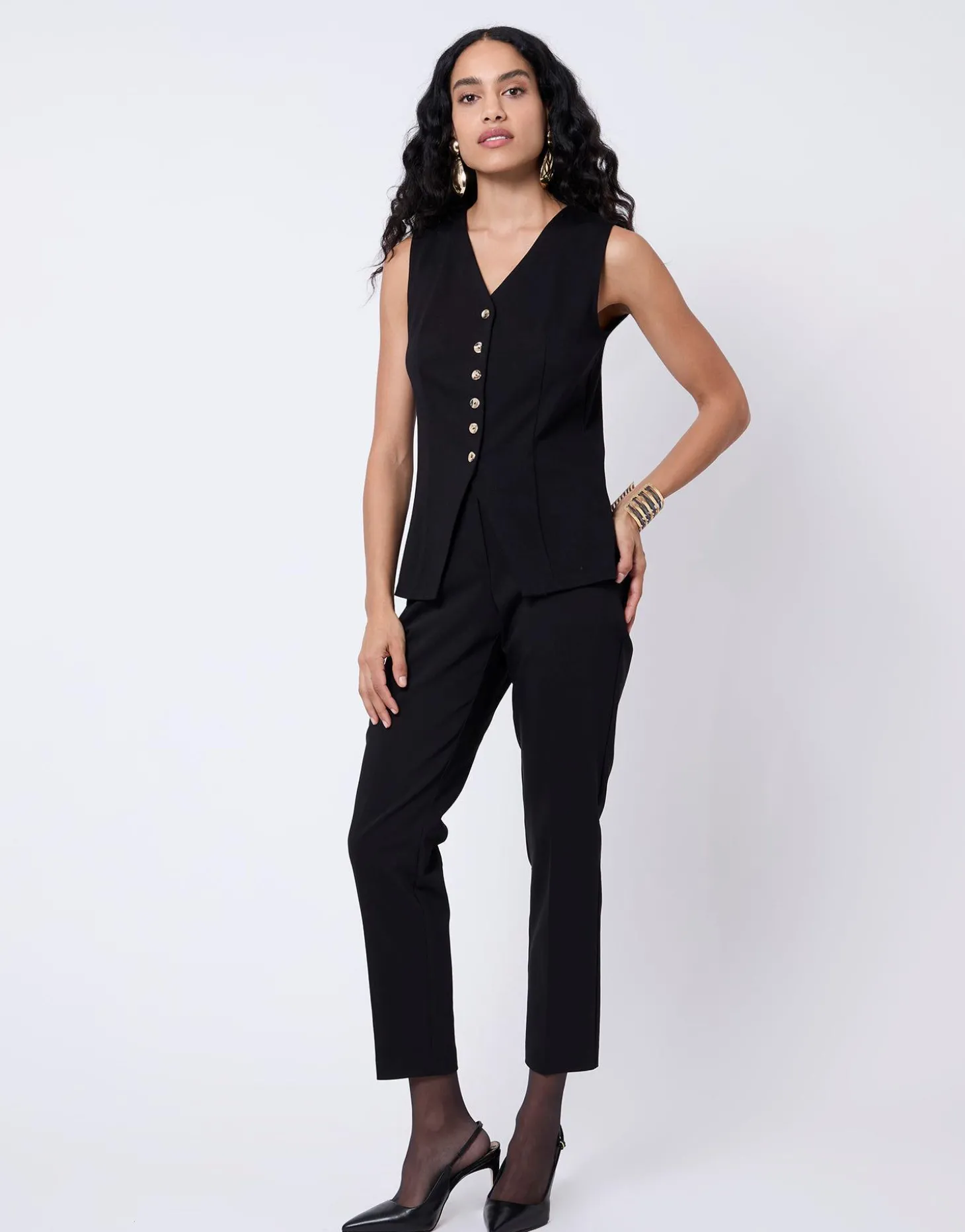 Gilet sans manches uni NOIR Femme
