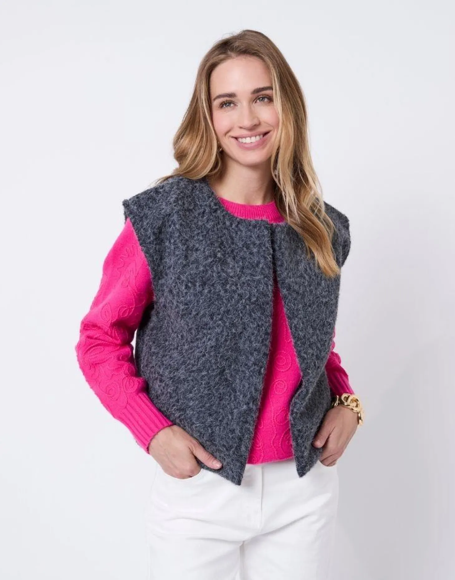 Gilet uni ANTHRACITE Femme