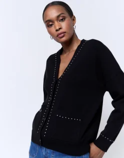 Gilet uni décoré NOIR Femme